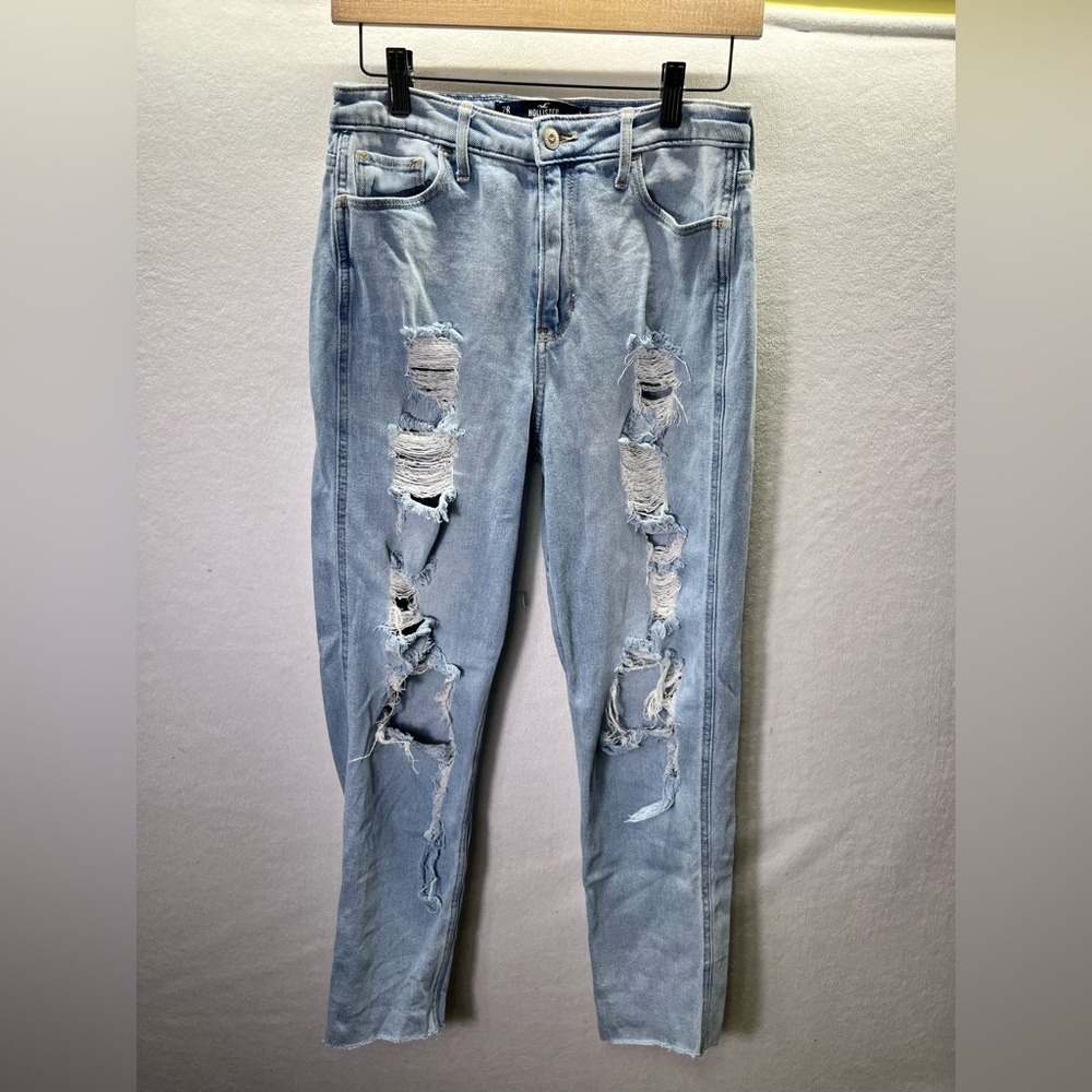 Hollister‎ Distressed Ultra High Rise Mom Jeans Womens 7R Trashed crop 2363